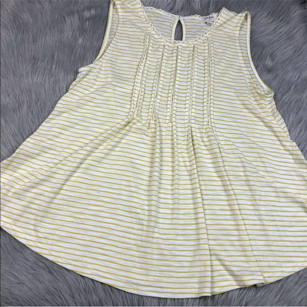 Umgee White Yellow Striped Tank Top Sz Small